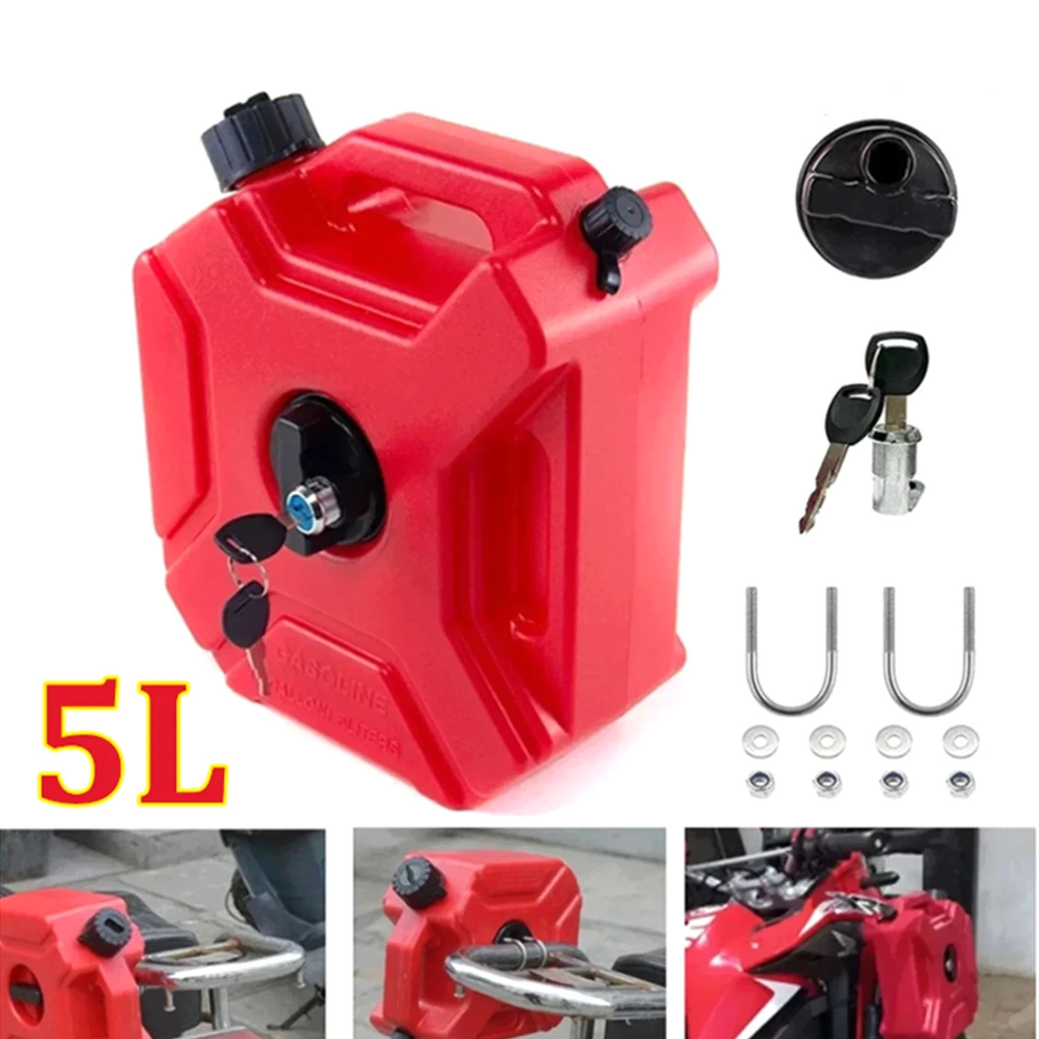 5L Gas Fuel Tank Gas Can Oil Storage Can For ATV UTV Gokart Motorcycle Car SUV