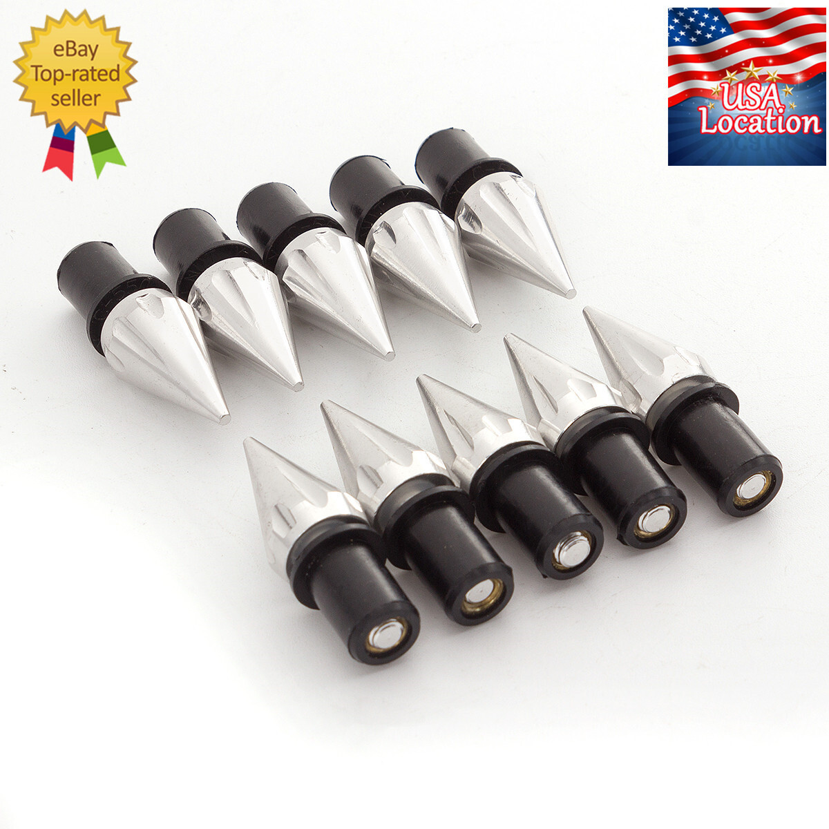 Silver 10Pcs Windscreen Windshield Screw Spike Bolt Screw Kit M5 Nuts CNC 5mm