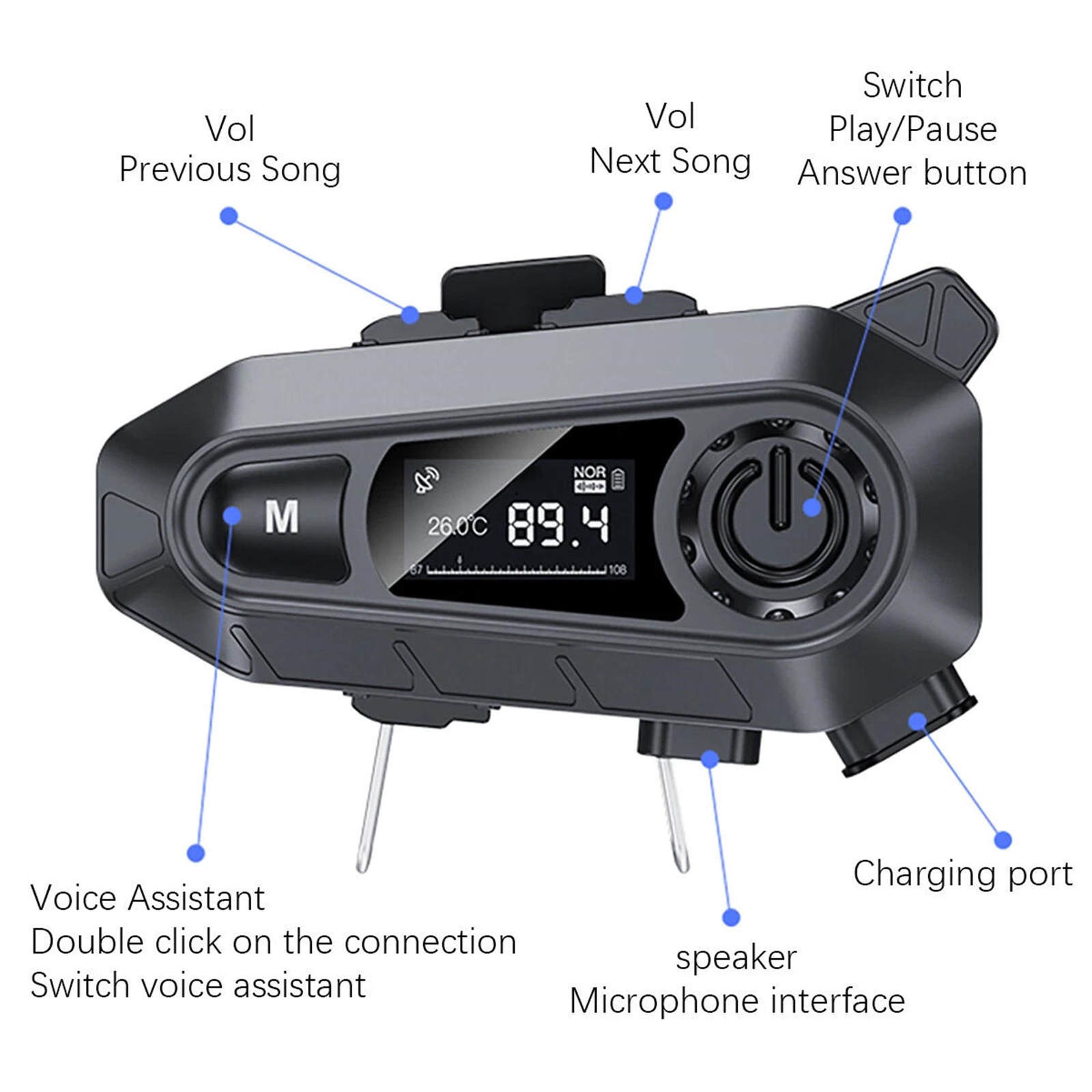 Motorcycle Helmet Headset Wireless Bluetooth 5.4 with Balanced Audio Sound