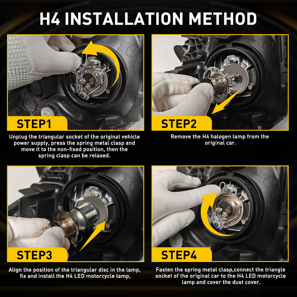 For Motorcycle H4 9003 LED Headlight Hi/Lo Beam Front Light Bulb Super Bright x1