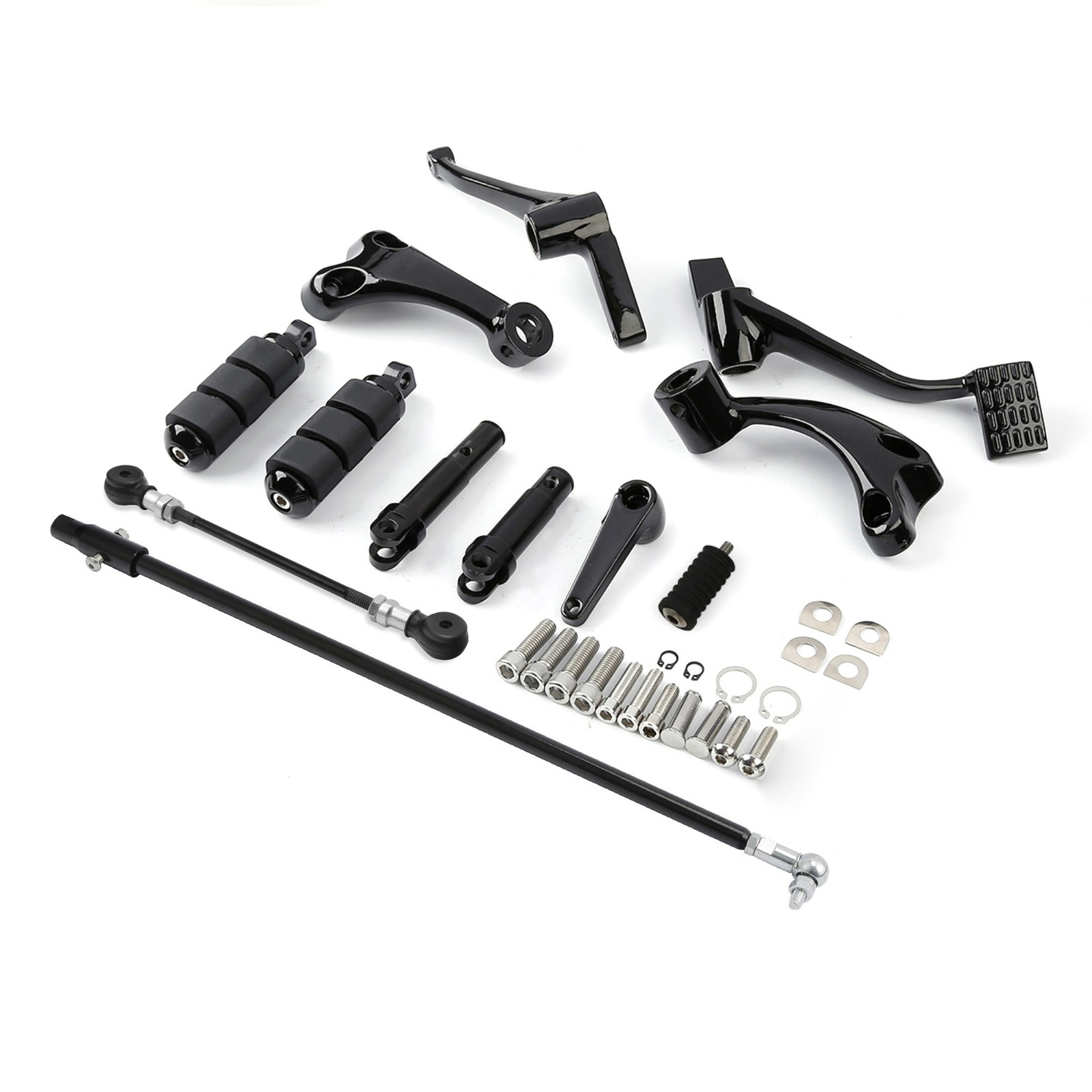 Black Forward Controls Kit Pegs Levers Linkages Fit For Harley Sportster 2014-22