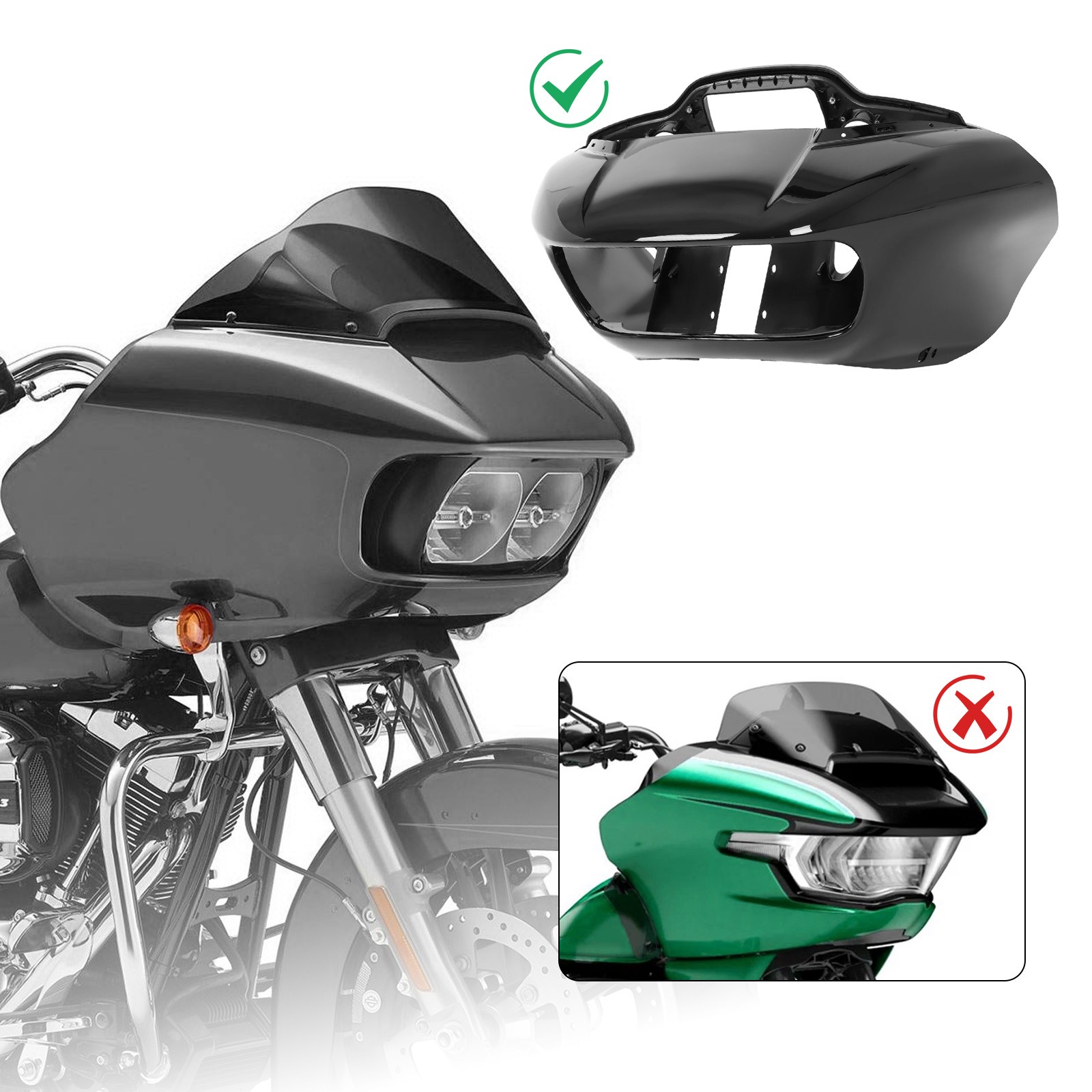 Fit For Harley Touring Road Glide FLTR 2015-Up Vivid Black Inner & Outer Fairing
