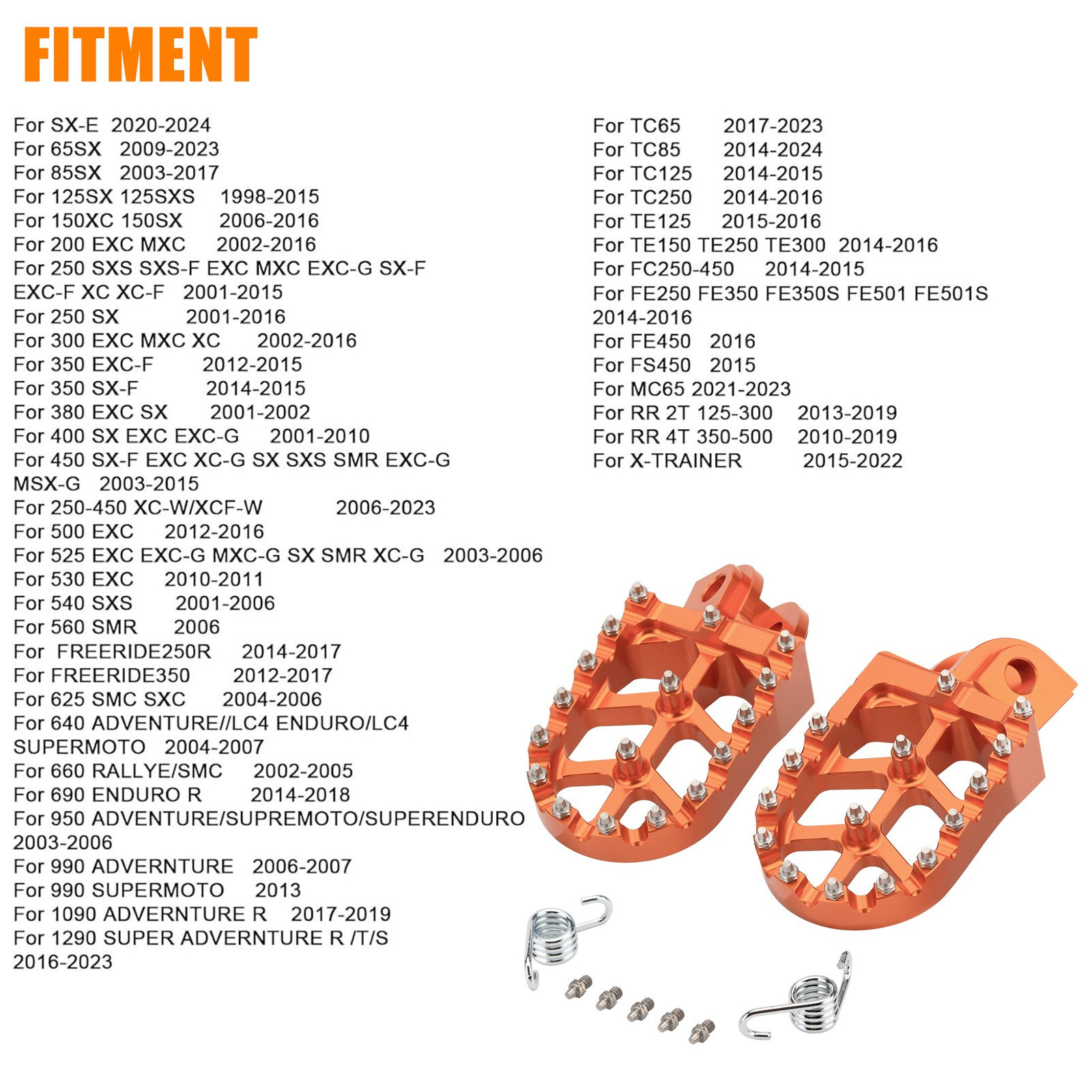 Wider Foot Pegs Footrests For KTM 50SX 65SX 80SX 125SX 150SX 250SX 380SX 400SX