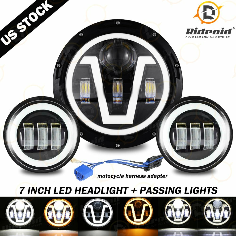 7 INCH LED HEADLIGHT + 4.5 INCH FOG PASSING LED LIGHT combo set for Harley