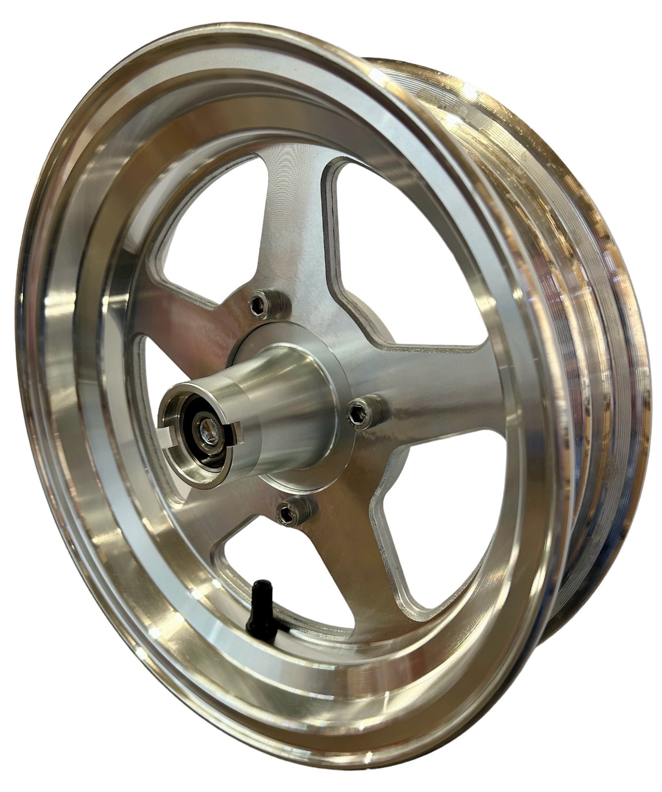 BLEM 10 Inch Mini Bike Front Wheel. Aluminum. For 12mm Axle. MINOR Scratches.