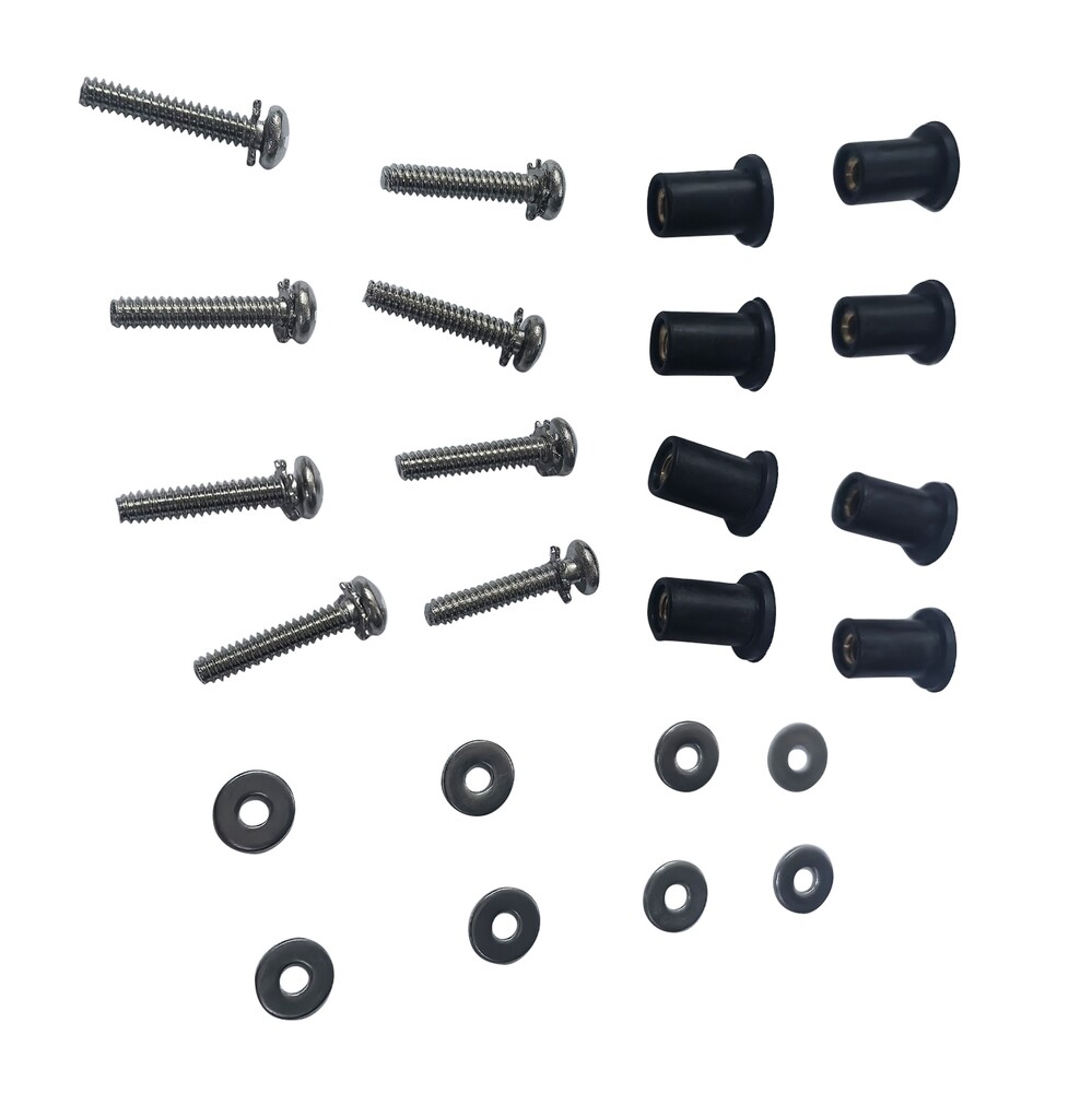For Harley 8PCS Headlight Bucket Nacelle Stainless Steel & Rubber Well Nut Kit