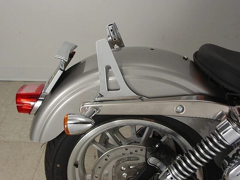 Chrome Sissy Bar Side Plates for Passenger Backrest Harley FXD Dyna 06-17