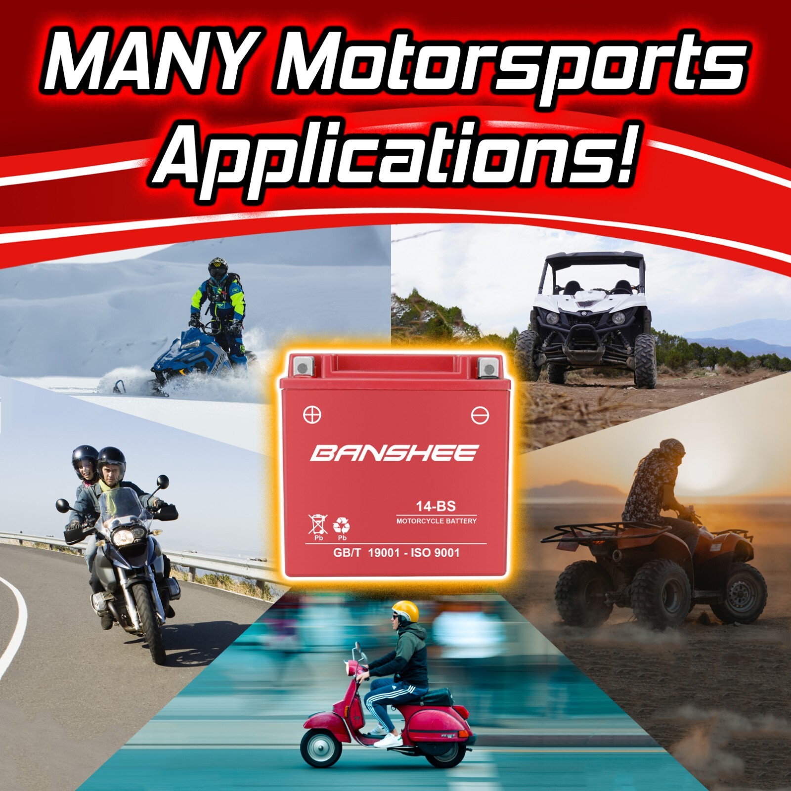 YTX14-BS High Performance – Maintenance Free Sealed AGM Motorcycle Battery