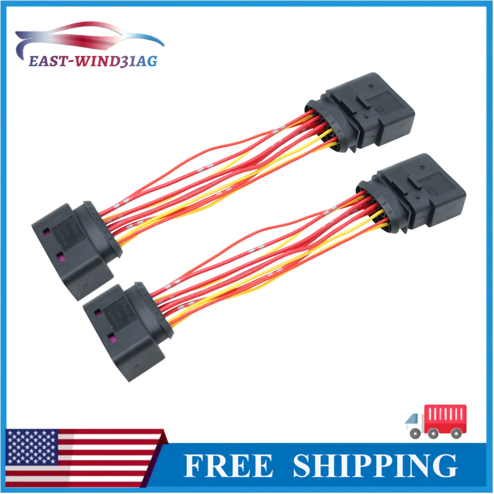 2PCS 14 to 14 Pin Xenon HID Headlight Connector Adapter For VW Audi Skoda
