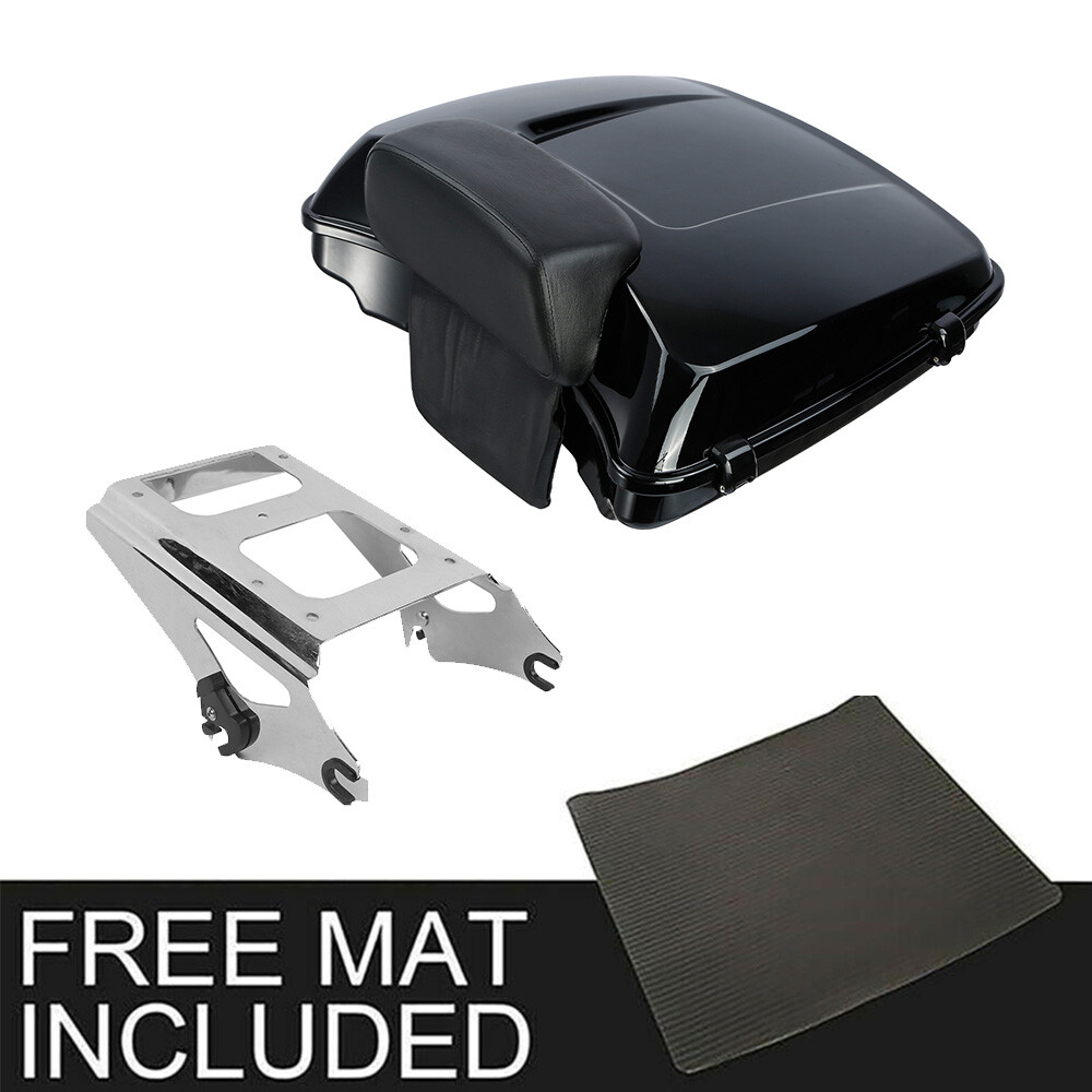 5.5″ Razor Trunk Pad w/ Chrome Mount Rack Fit For Harley Road Glide King 09-13