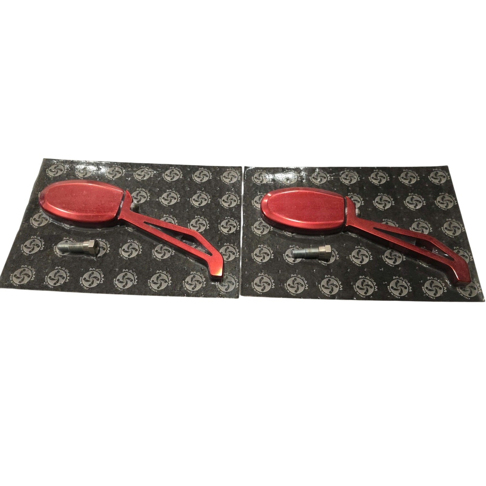 2 Piece Set MAPAM M2001 Red CNC Billet Aluminum Motorcycle Mirrors Made in Italy