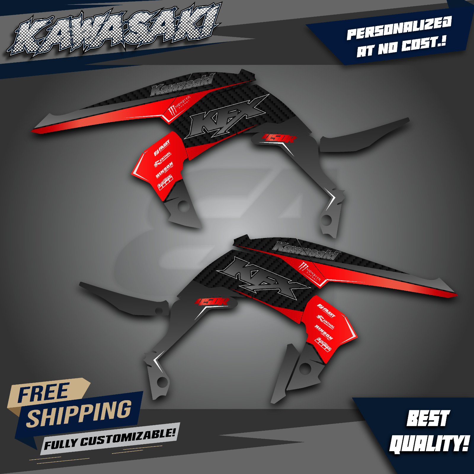 Kawasaki KFX 450R – 2008 – 2014 Graphics kit stickers decals ATV UTV