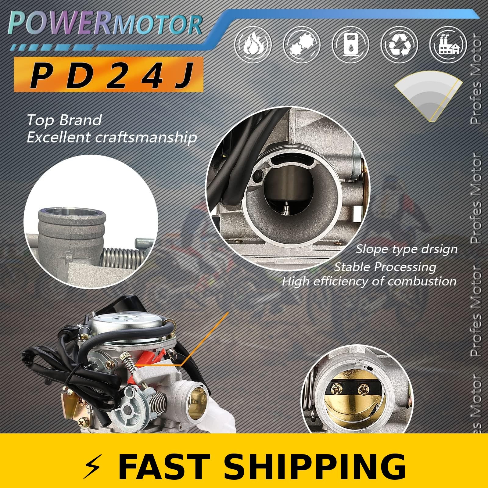 PowerMotor PD24J Carburetor for 125cc 150cc ATV & Scooter
