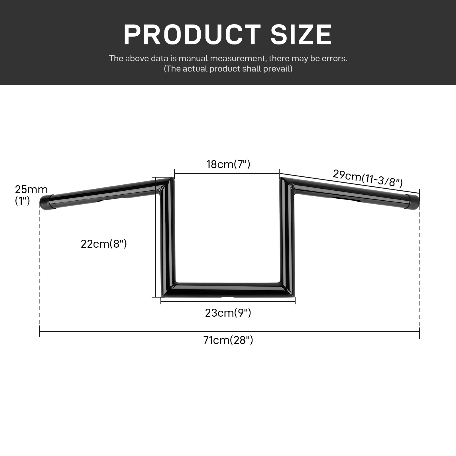 1″ Drag Z Bars Rise 8″ 10″ Ape Hanger Handlebar For Harley Sportster XL 883 1200