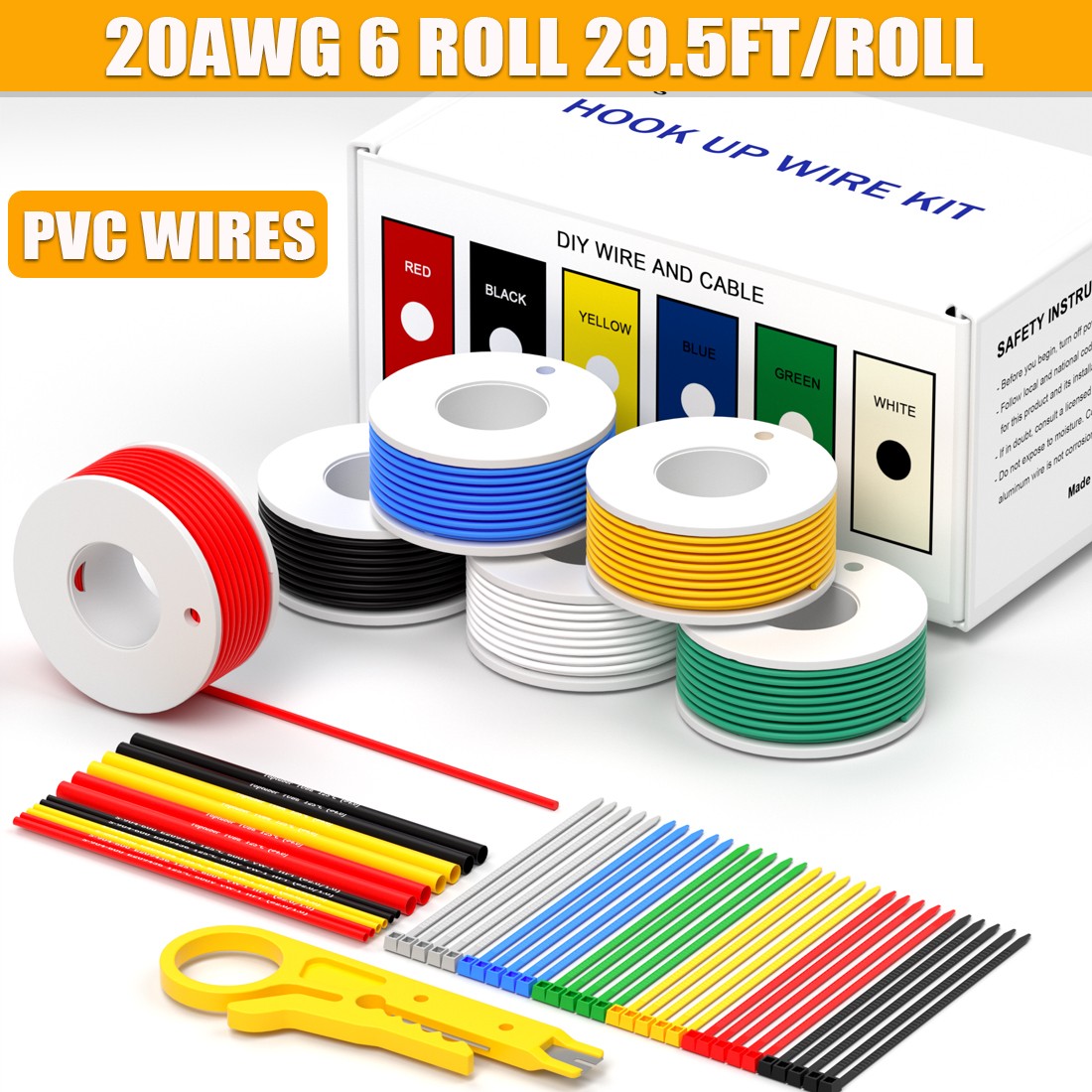 Complete Wiring Harness Kit – 20 AWG 6 Colors Silicone Wire 54 Meters with Tools