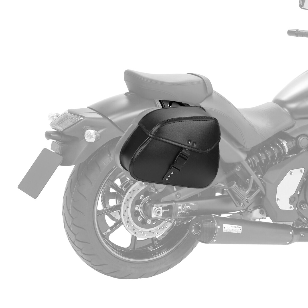 16L Universal Saddlebags Motorcycle Leather w/Buckle for Sportster Softail Dyna