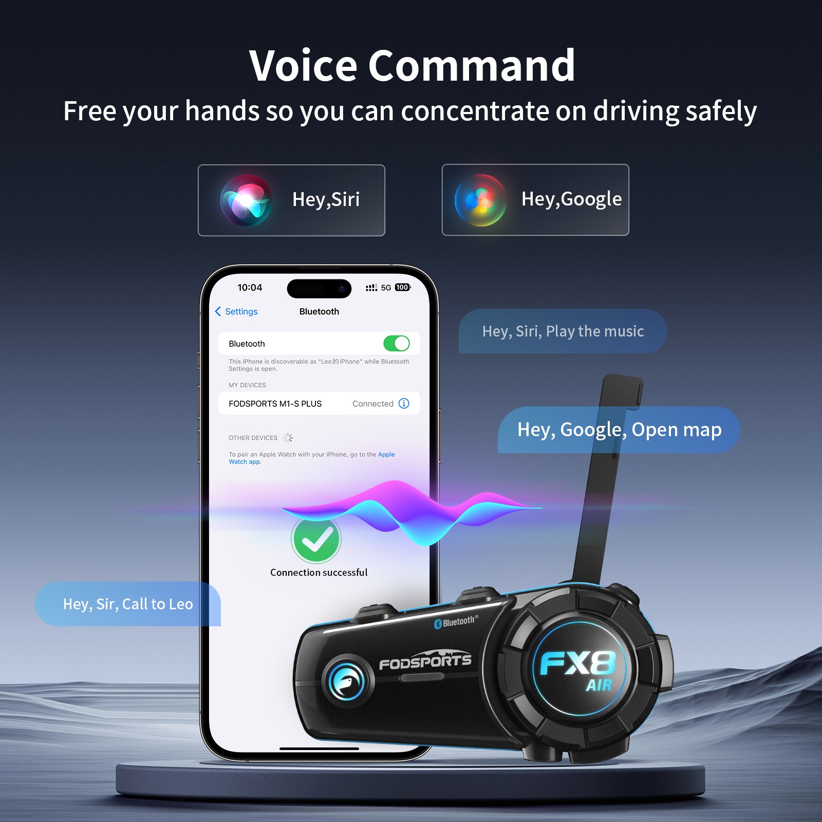 2X FX8 Air Motorcycle Bluetooth Headset Helmet Intercom 2-way 1000M Interphone