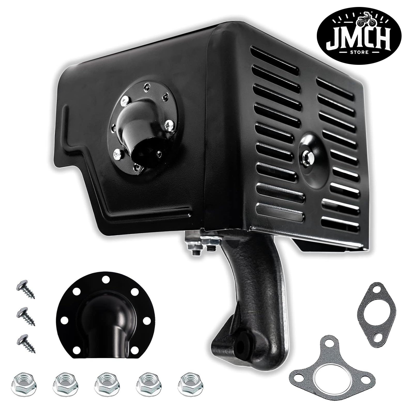 JMCH Exhaust Muffler w/Deflector For Predator 420cc 13 hp, Honda GX340 389cc