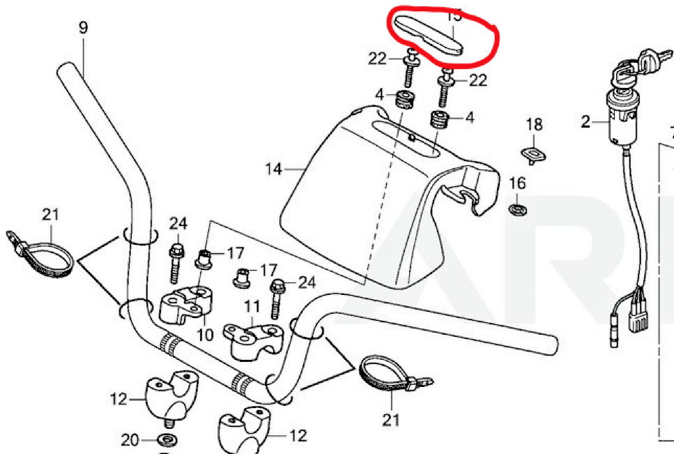 HONDA RECON 250,TRX450 FOREMAN,RANCHER 350,HANDLEBAR DASH CENTER COVER SCREW CAP