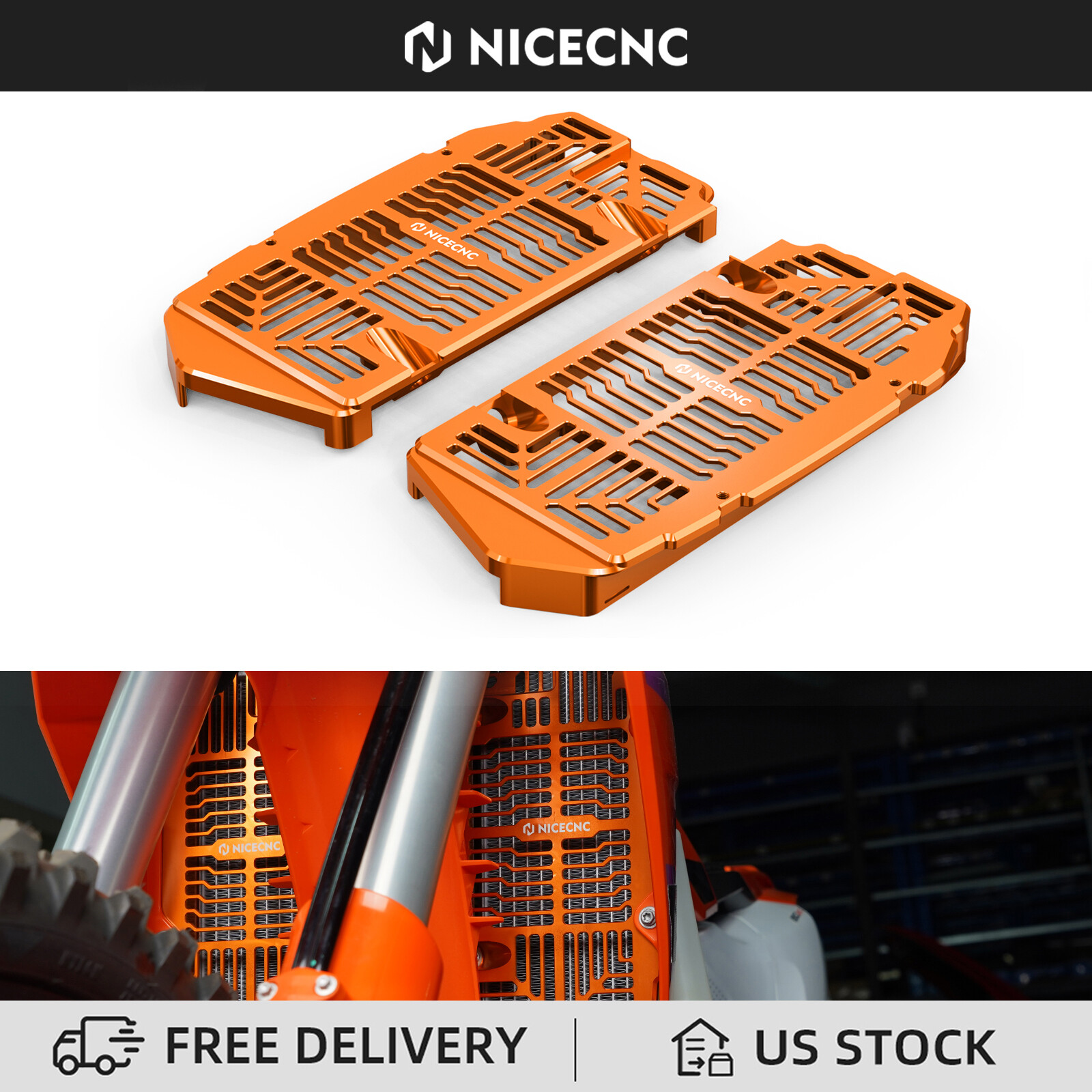 NICECNC Radiator Guards Cover For KTM 125 250 350 450 XC/SX/XCF/SXF 2023-2026