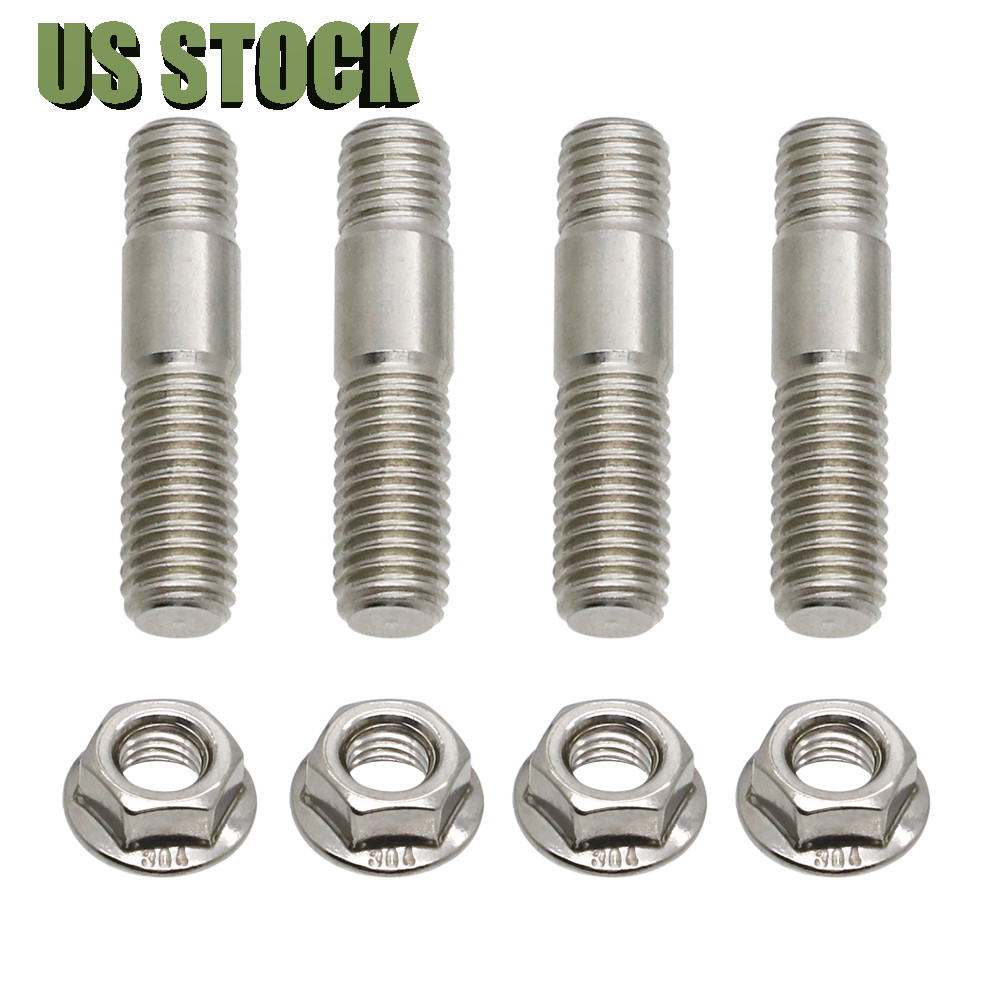 4x M8x35 Exhaust Studs&Flange Nut For Yamaha Suzuki Honda Kawasaki 92004-1249 US