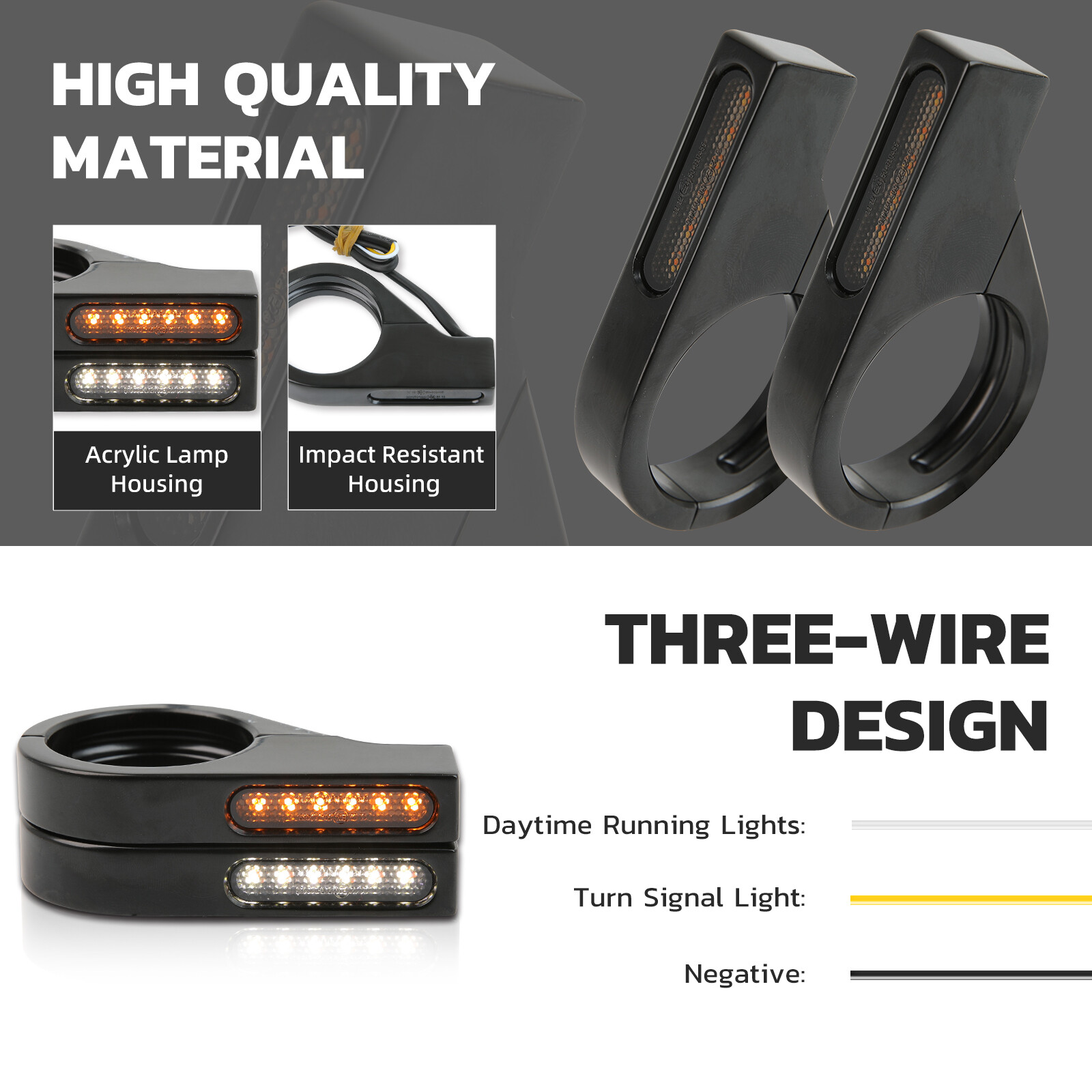 2X Motorcycle LED Fork Turn Signal Light Blinker DRL For Honda Shadow VT750 1100