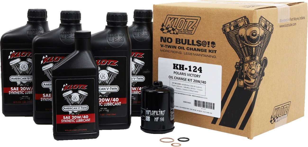 Klotz Oil Change Kit – Fits Polaris and Victory 20W40 KH-124