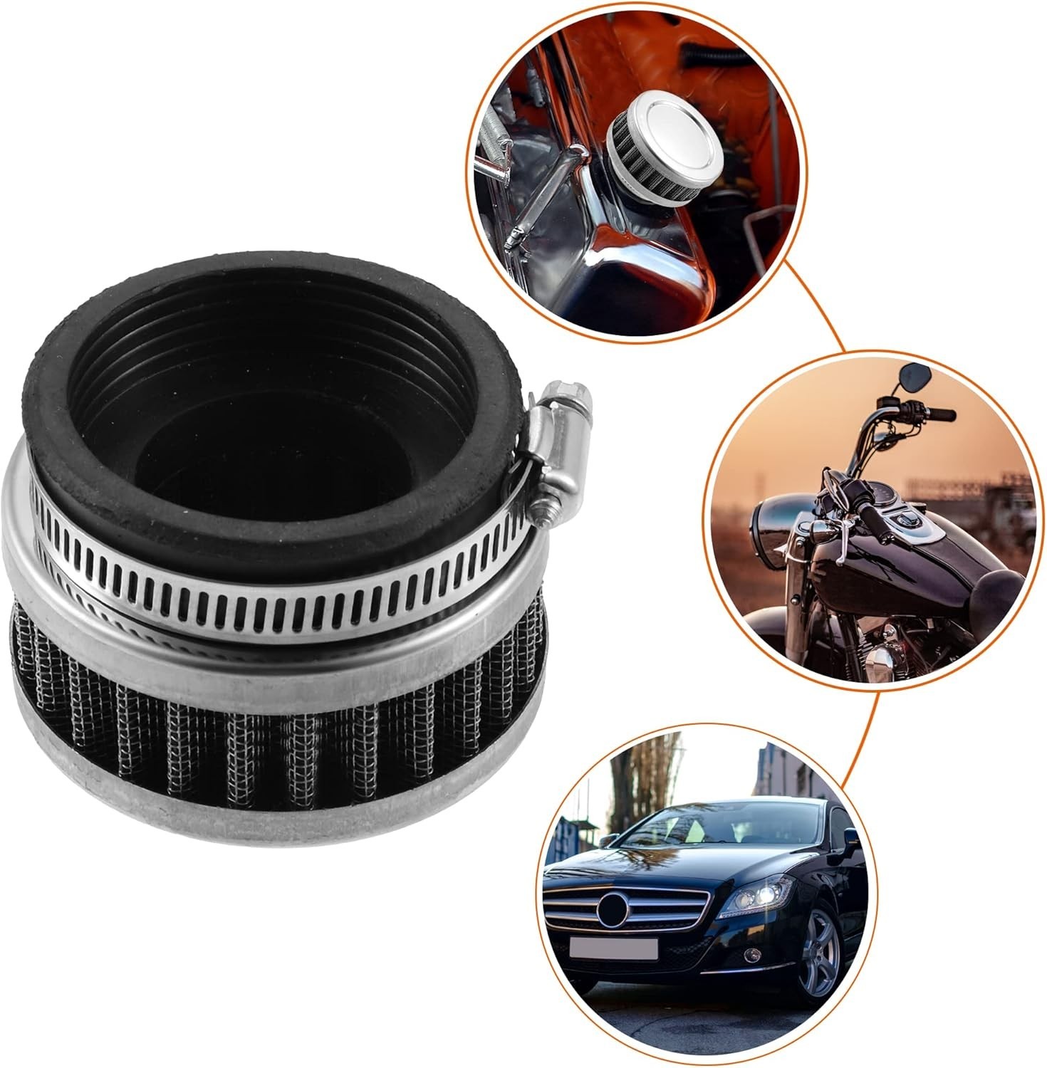Durable Stainless Steel 52-58mm Motorcycle Air Filter with Easy Installation