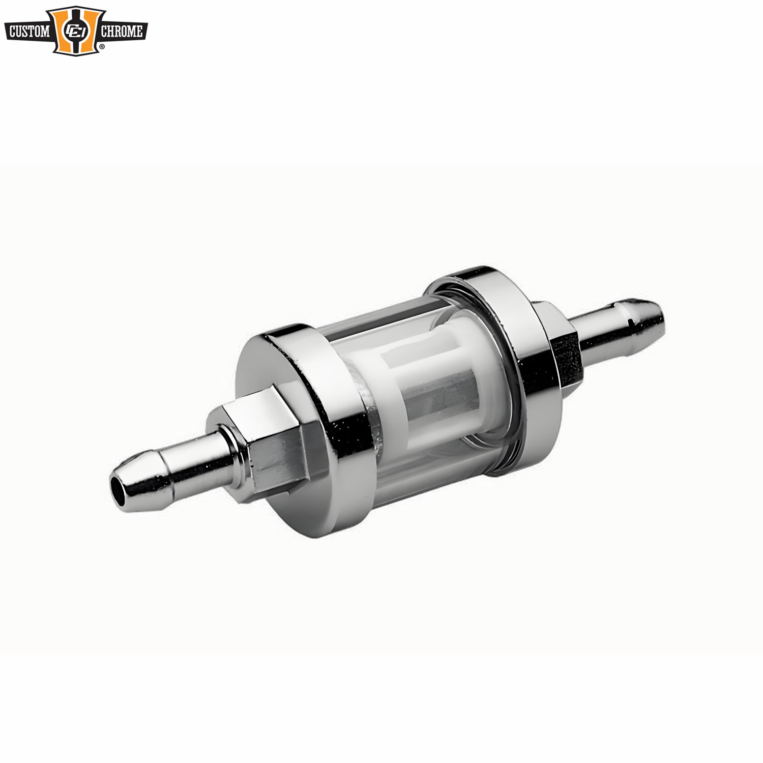 Motorcycle Chrome See-Flow Glass Fuel Filter Fit For 5/16″ line