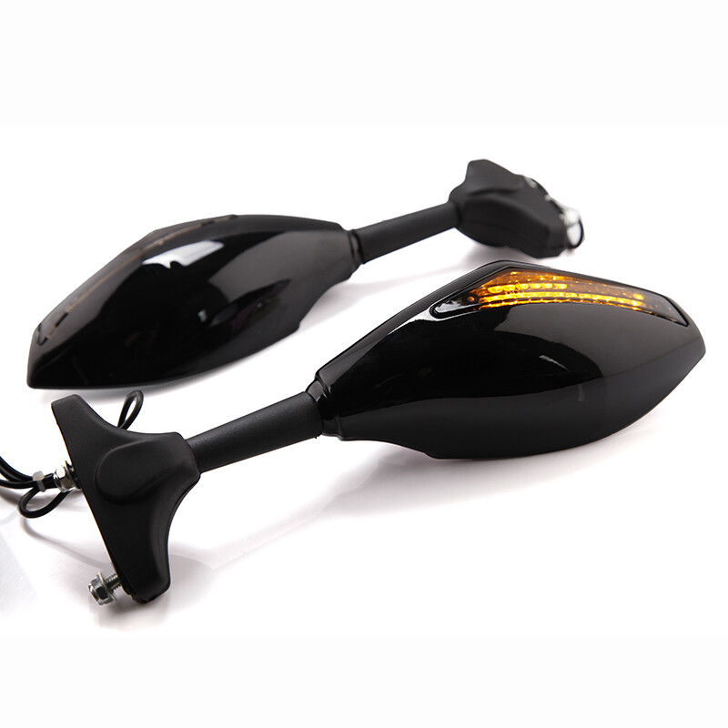 2x Gloss Side Mirrors Rearview w/ LED Turn Signal For Suzuki TL1000R TL1000S