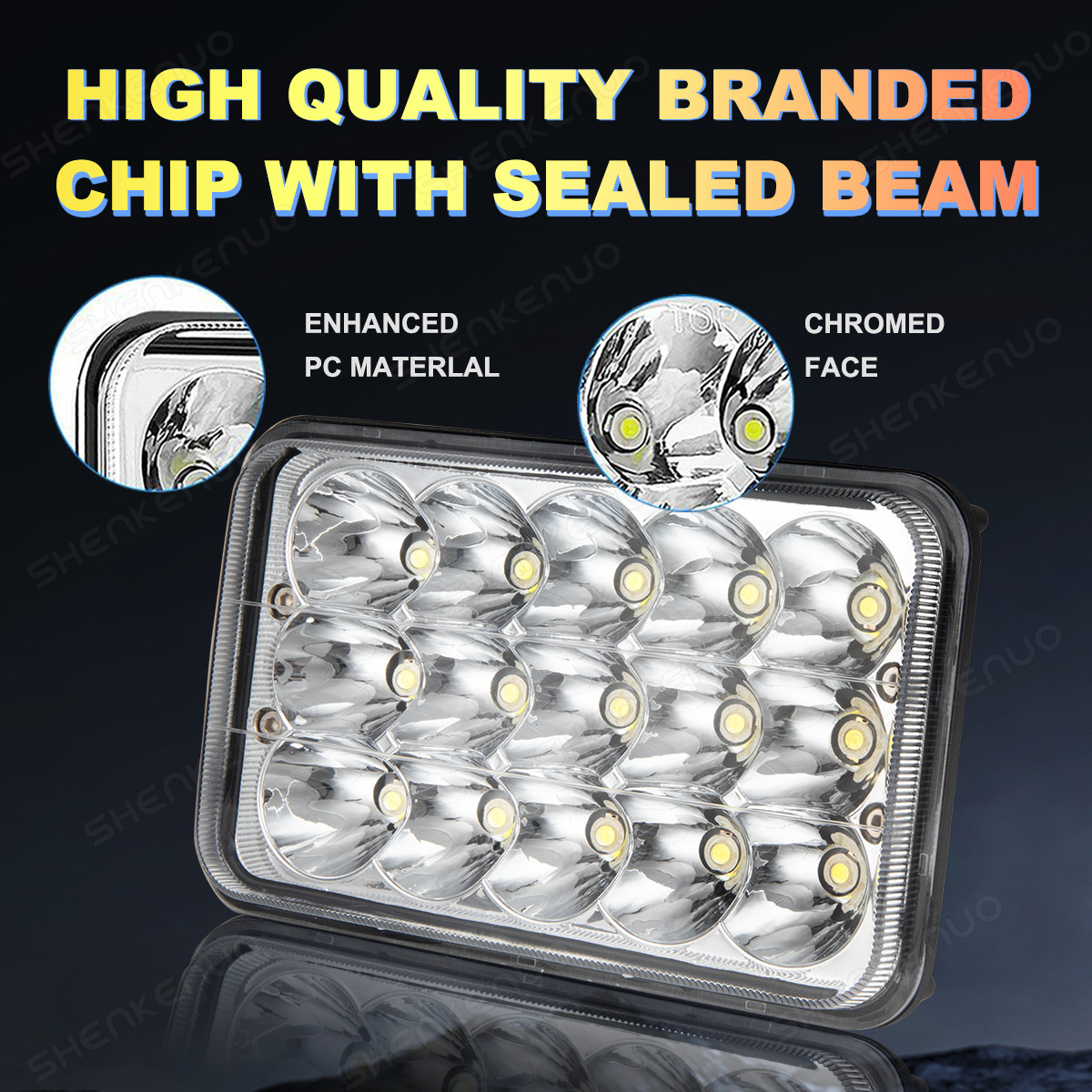 4×6″inch Square Motorcycle LED Headlight for Yamaha BW200 350 50 XT225 350 WR250