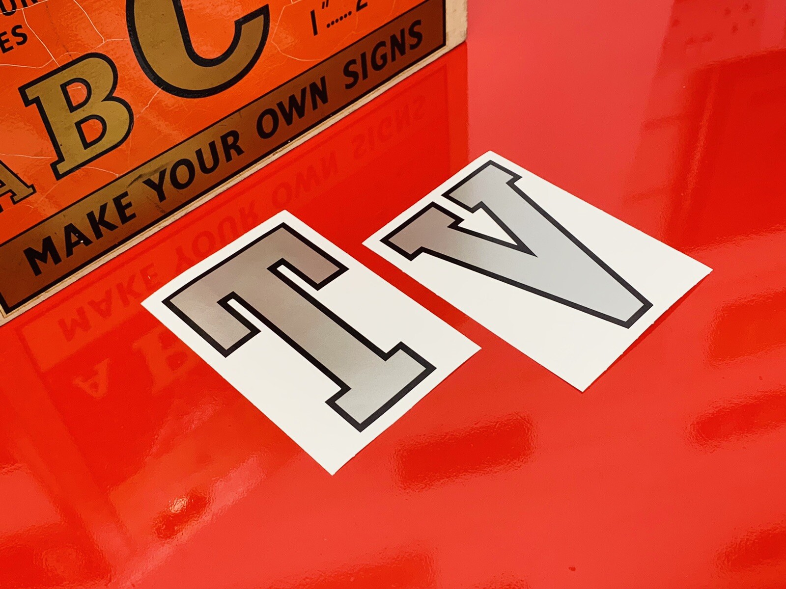 LAMBRETTA TV175 TV200 SILVER 5 INCH 7 YEAR VINYL SELF ADHESIVE DECORETTES DECALS