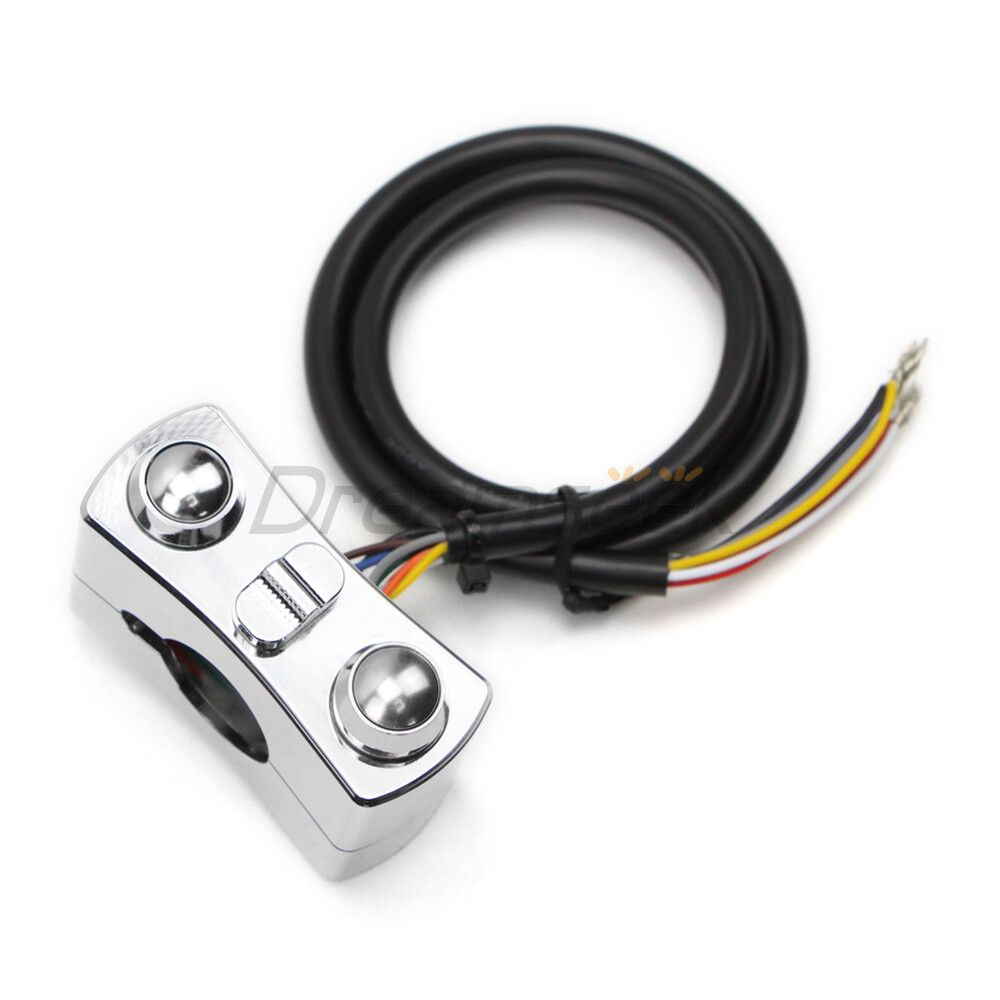 1” Handlebar Control Switch Button Horn Turn Signal Universal for Harley Chrome