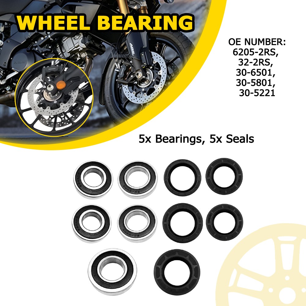 Fits 2001 2002-2007 2008 2009 Suzuki GSXR600 Wheel Bearing Kit 1X 30-6501 Silver