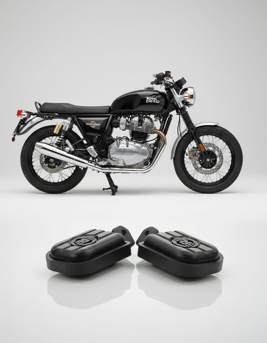 FIT FOR ROYAL ENFIELD SUPER METEOR 650 “BLACK DELUXE RIDER FOOTPEGS”