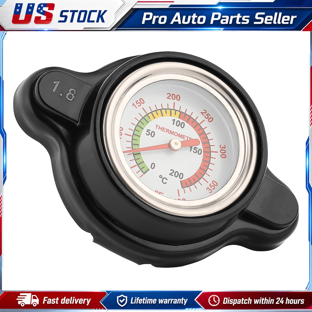 NEW High Pressure Radiator Cap w/ Temperature Gauge 1.8 Bar Radiator Cap 25.6Psi