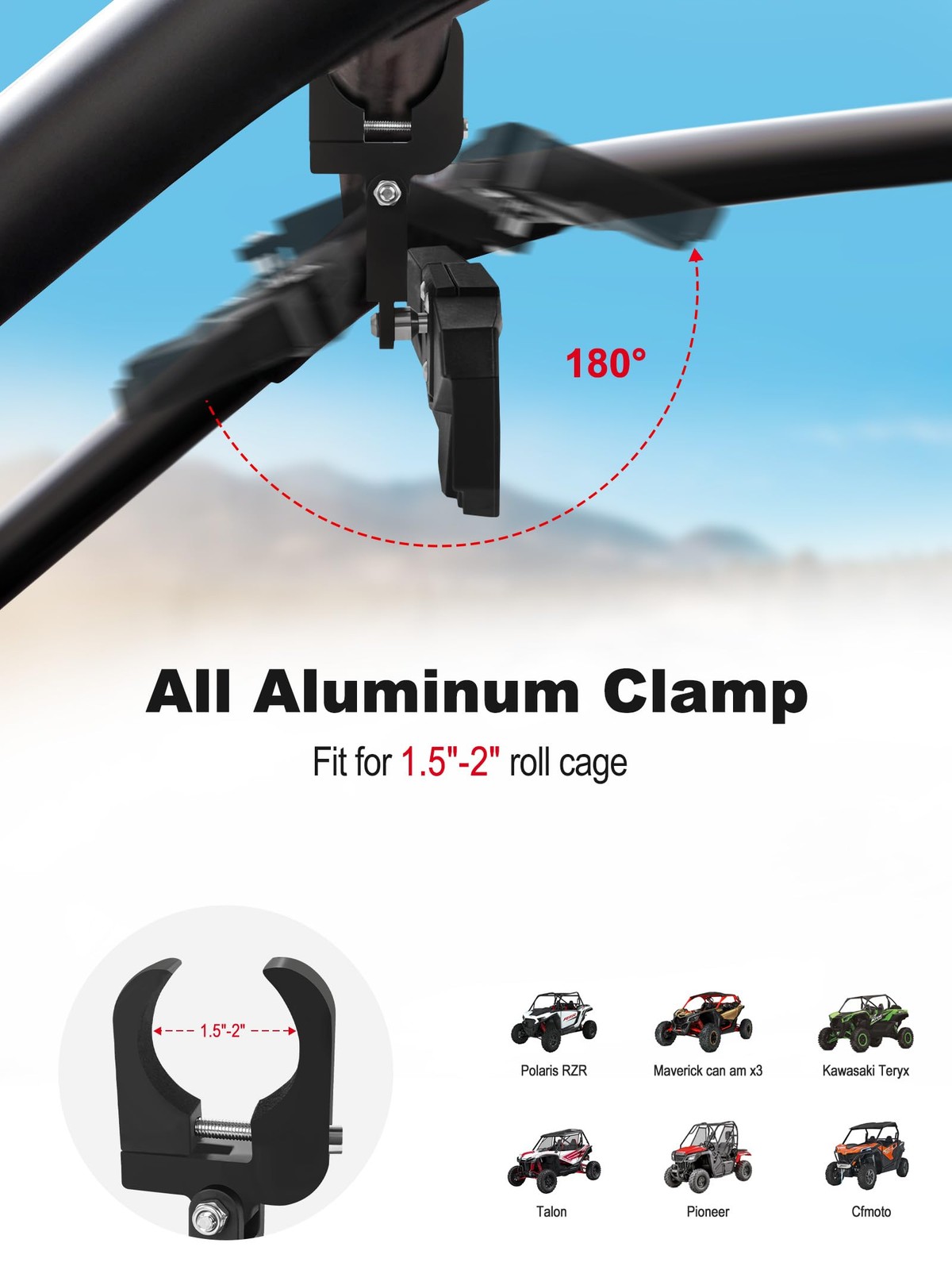 UTV Rear View Mirror, Adjustable SXS RZR Center Rearview Mirror with Aluminum…