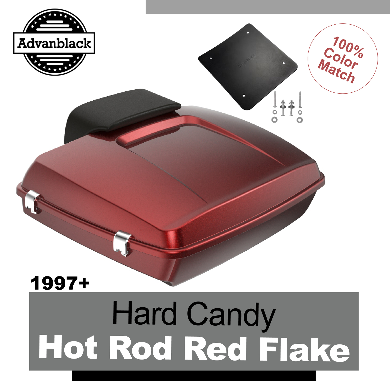Hard Candy Hot Rod Red Flake Razor Tour Trunk Pack For 97+ Harley/Softail