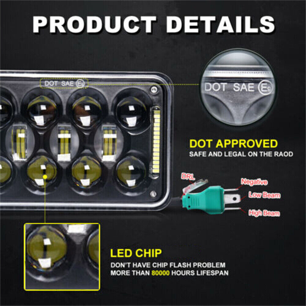 4X6 Inch LED Headlight H4 Halo Projector Hi-Lo For Suzuki DRZ250 DRZ400 DRZ400SM