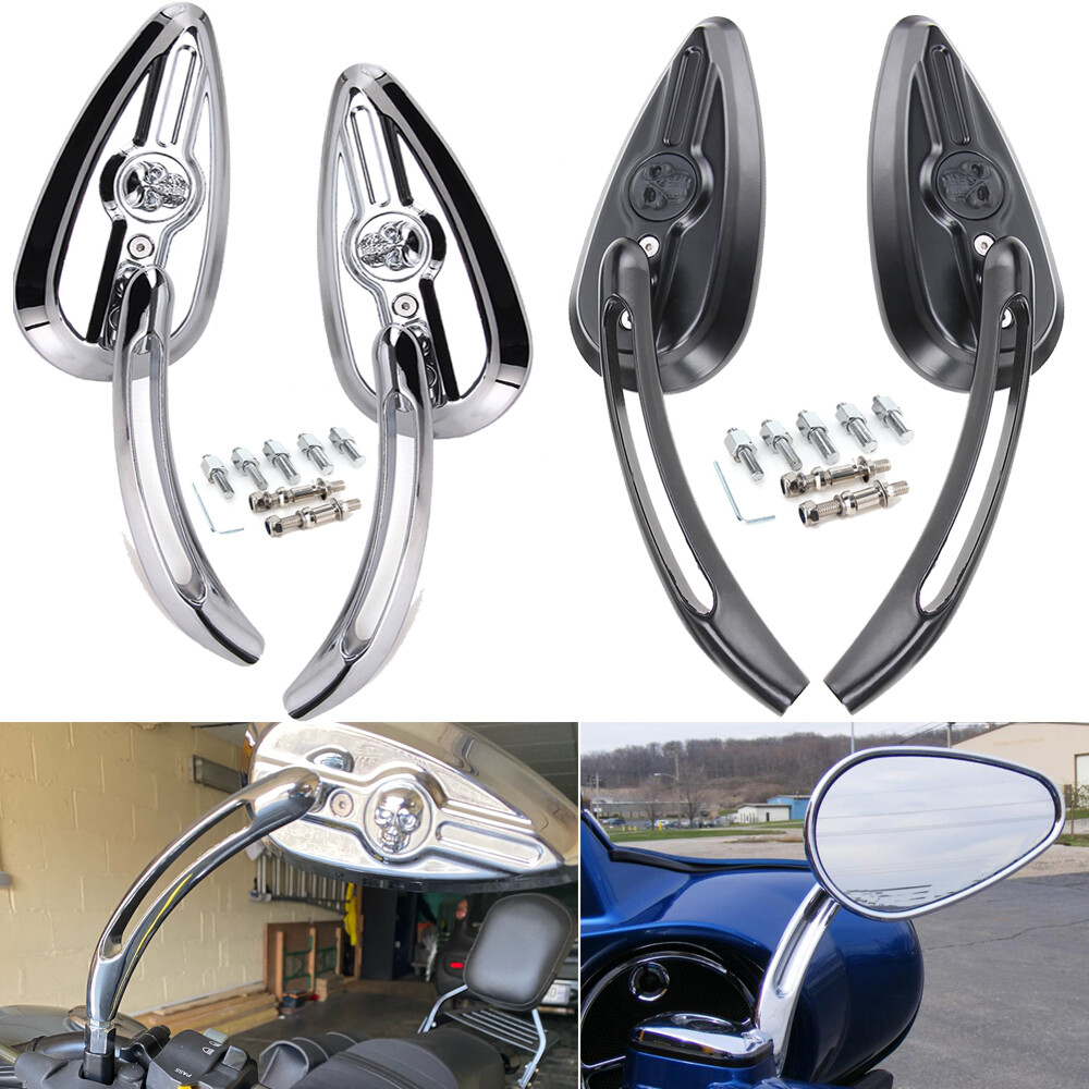 Motorcycle Skull Mirrors For Harley Touring Road King Electra Glide Softail Dyna
