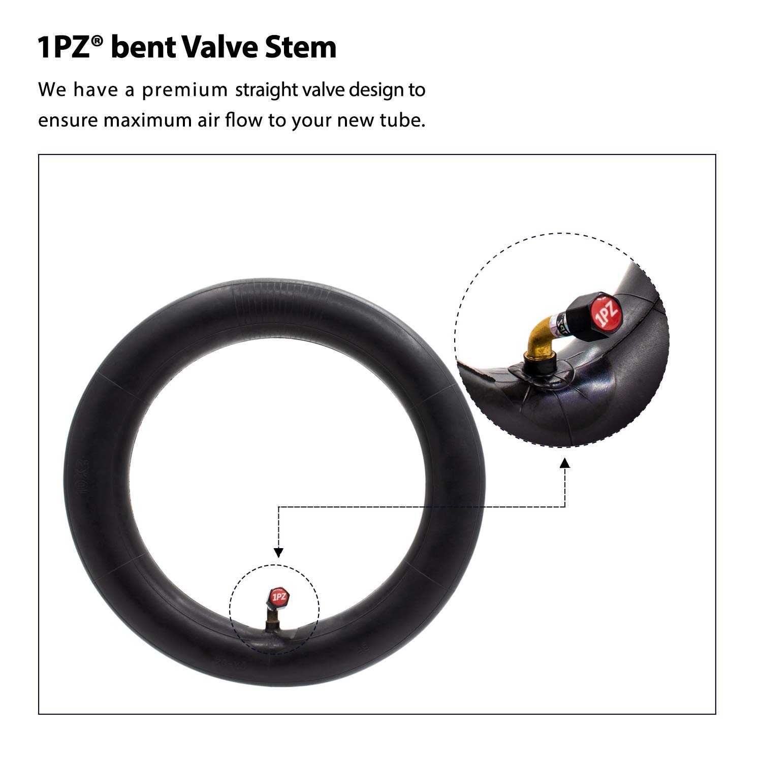 1PZ 10W-X02 2-Pack Heavy-Duty 90° Valve 10×2/10×2.125 Inner Tube Black