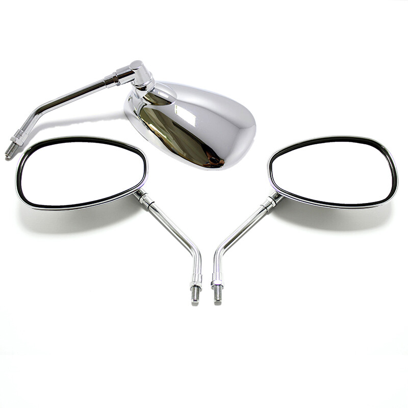 Motorcycle Rear Rearview Side Mirrors Chrome 10mm For Yamaha V Star 650 XVS650