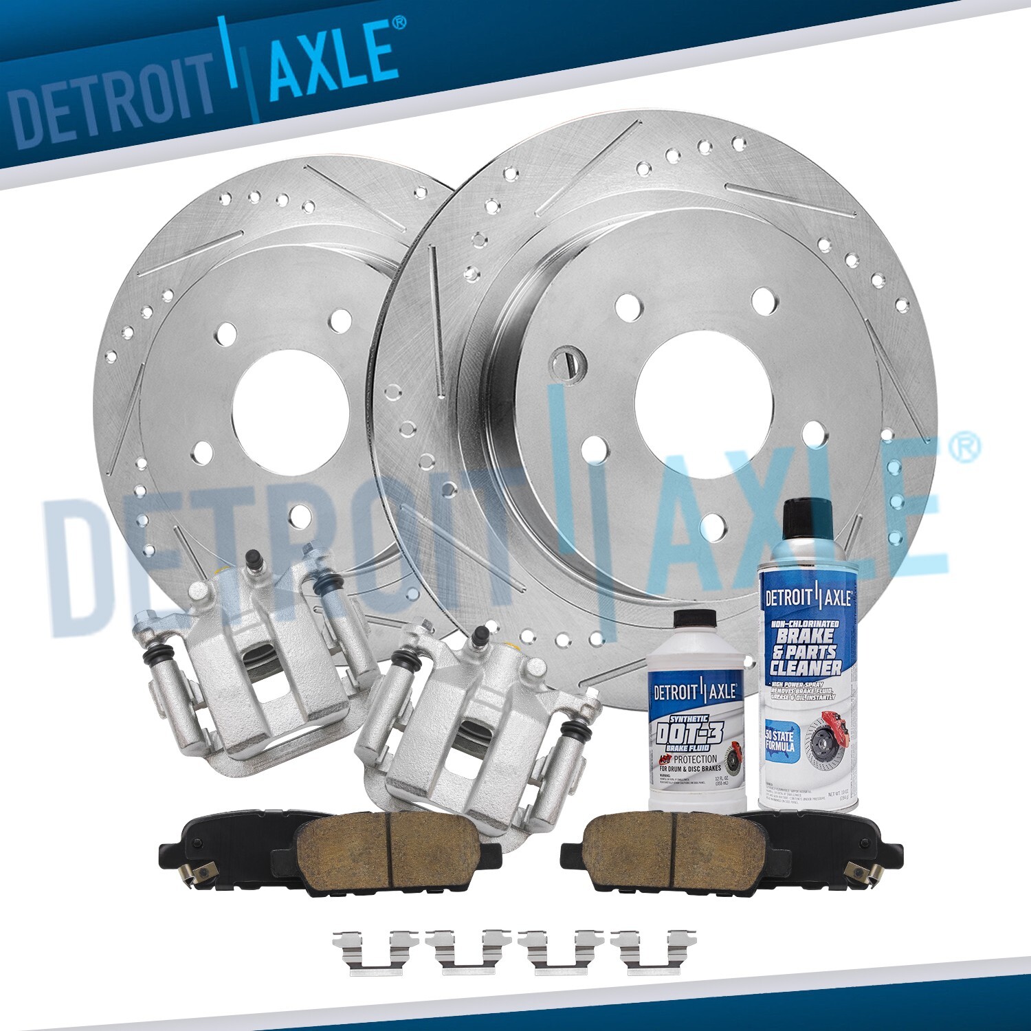 Rear Drilled Rotors &Calipers + Brake Pads for 2003-2005 Nissan 350Z Infiniti G3