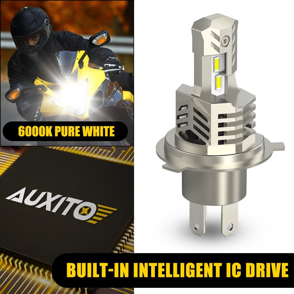 AUXITO Motorcycle 6000K H4 LED Hi/Lo Beam Light Front Bulb Headlight 10SF