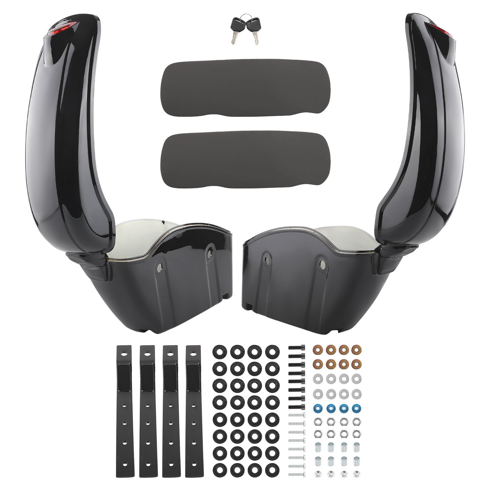 Black Hard Saddle Bags Trunk Luggage For Harley Honda Yamaha 48*30*16cm