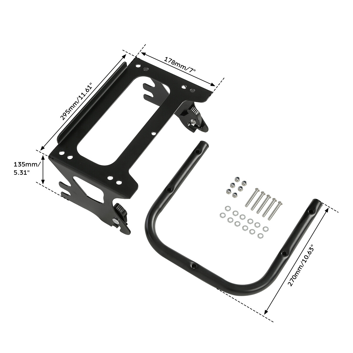 10.7” Chopped Trunk Pad & Mount Rack Plate Fit For Harley Touring 1997-2008