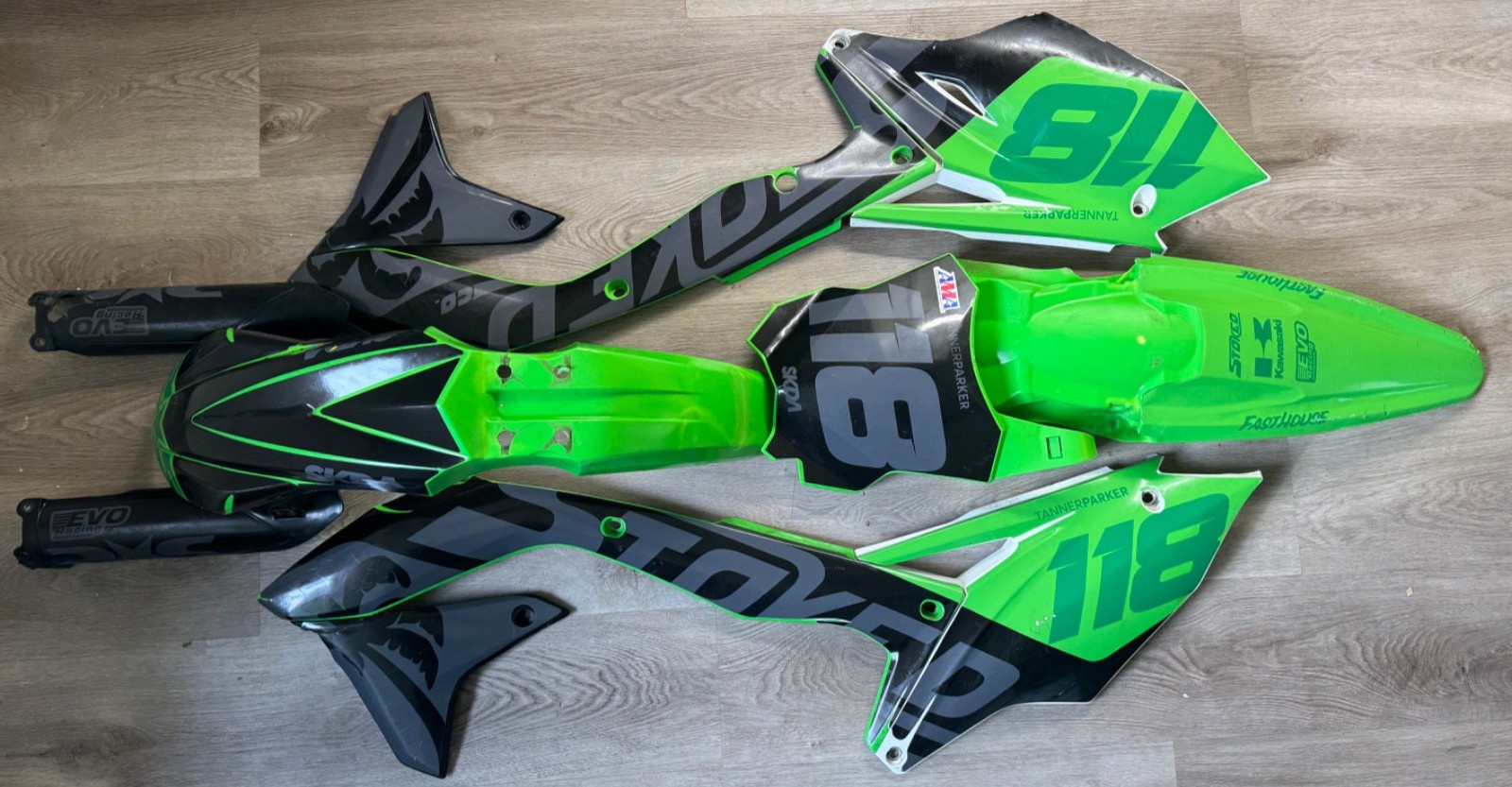 2017 KAWASAKI KX450F 16-18 OEM PLASTIC SET FENDERS SHROUDS PLATES GUARDS