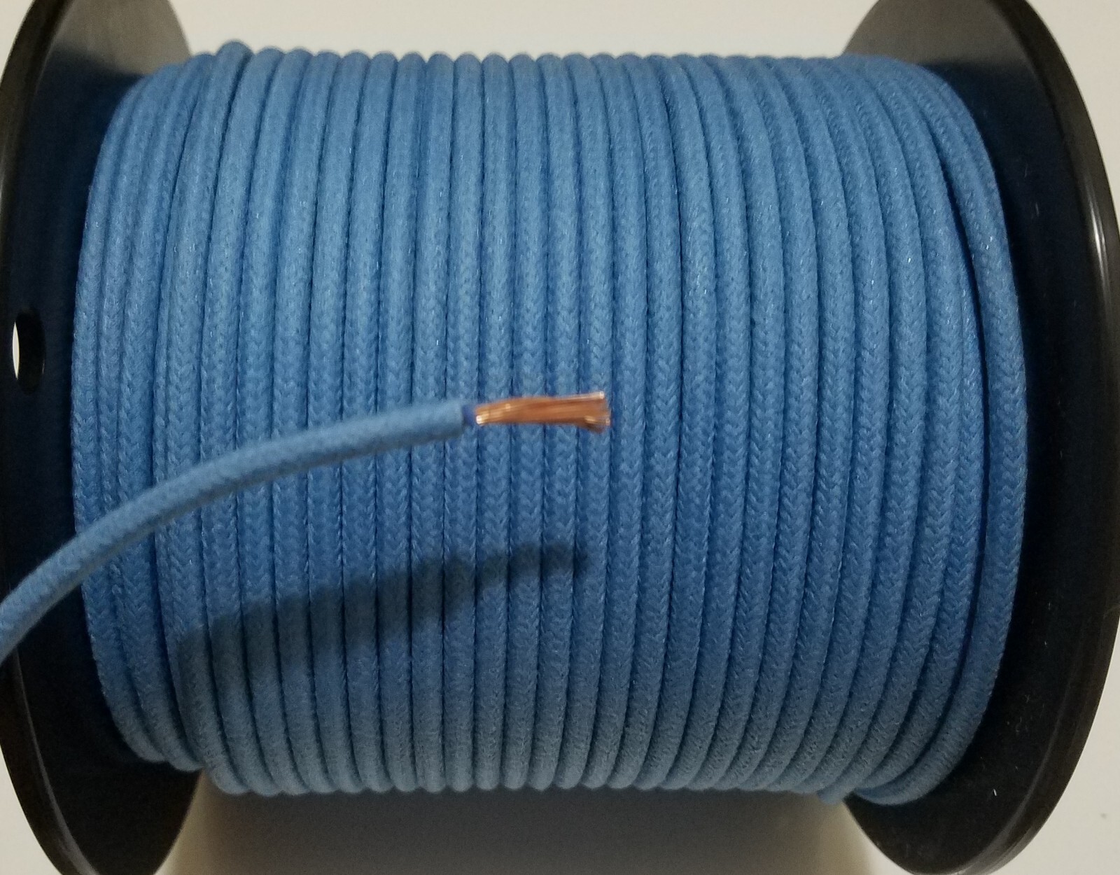 10 feet Vintage Braided Cloth Covered Primary Wire 12 gauge 12g ga Solid L Blue
