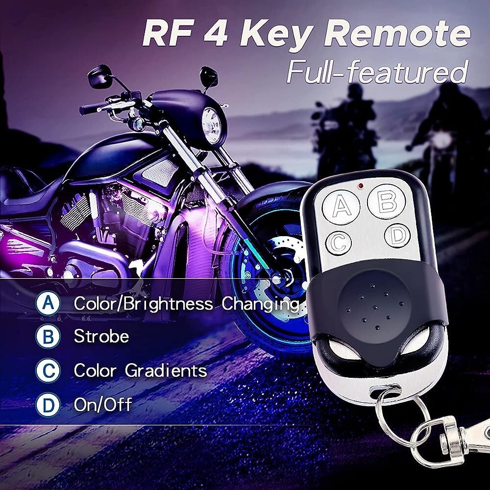 16PCS Motorcycle RGB LED Strip Light Under Glow Neon Kit Bluetooth APP Control