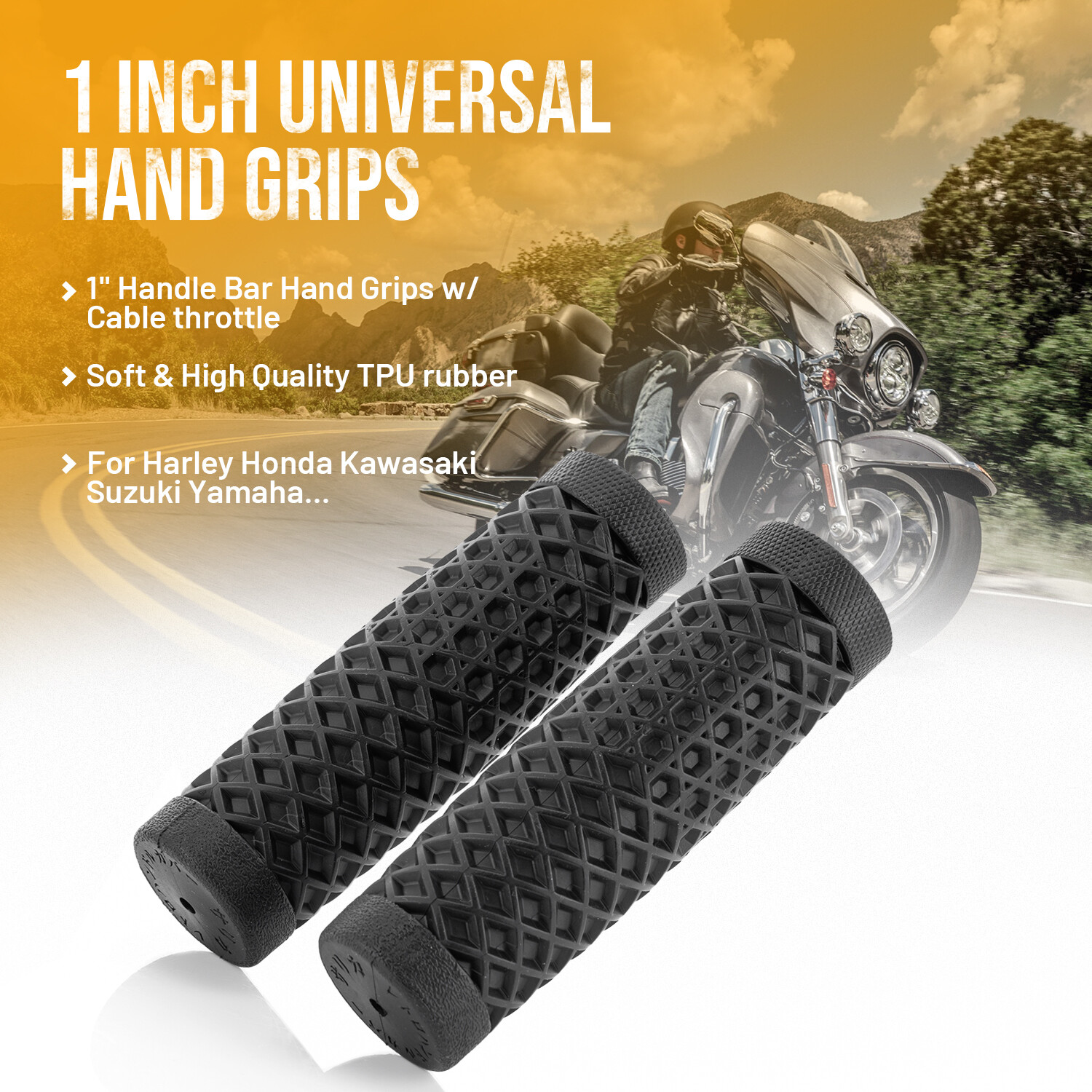 NEW 1″ 25mm Motorcycle Handlebar Rubber Hand Grips For Harley Bobber Chopper
